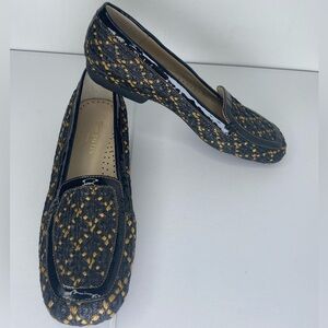 ERIC JAVITS New York Like New Black and Yellow Patterned Loafers